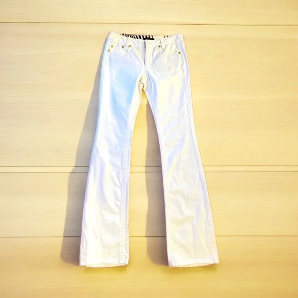 VINTAGE Roberto Cavalli couture jeans Wide legged Boot cut Gorgeous gold accents - Picture 5 of 16